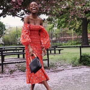 RHODE Harper Midi Dress Red Floral